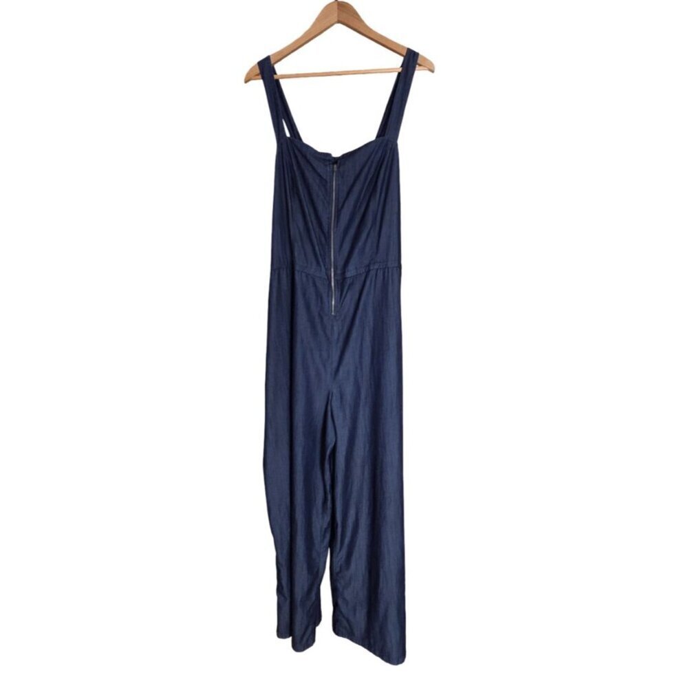 Women's - Lane Bryant Chambray Sleeveless Belted Zip-Front Jumpsuit, Size 24 L - Picture 2 of 14